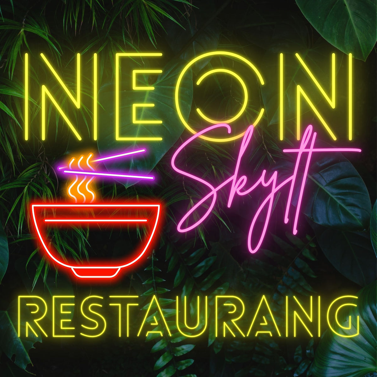 Neonskylt Restaurang - Skicka din logo vi skapar en design anpassad för din Restaurang!
