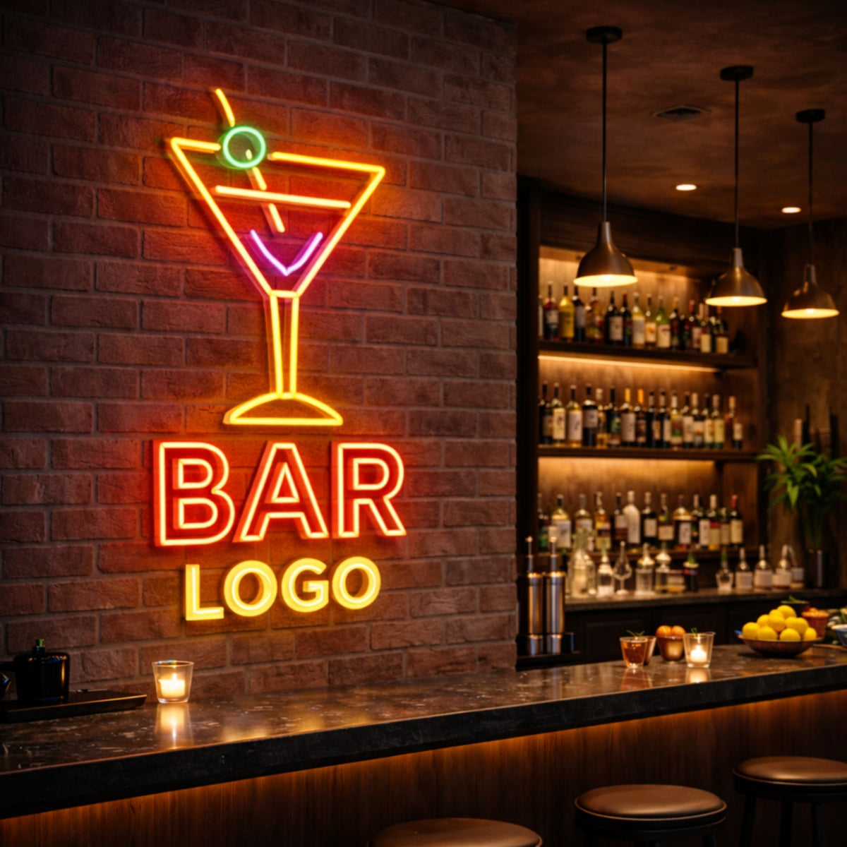 Neonskylt Bar din Logo - Vi skapar en design anpassad för din bar!